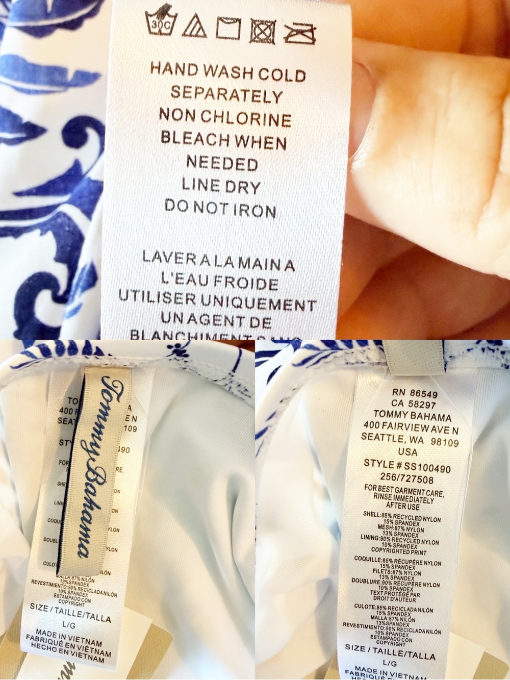 Tommy Bahama Terrazzo Tile Mountain Bluebell Tankini Swimsuit Set Blue White UV - Picture 3 of 15